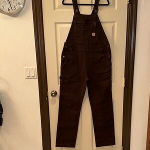 Carhartt Women’s Crawford Double Front Bib Overalls Dark Brown Medium(8-10) Tall
